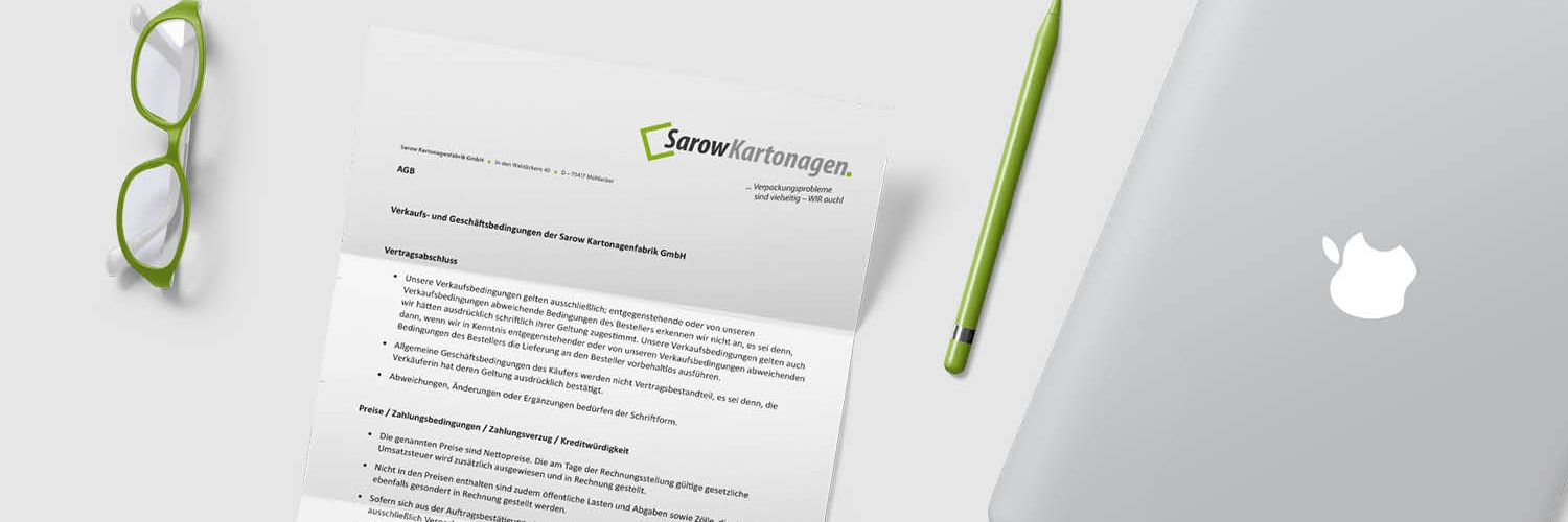 Verkaufs- und Geschäftsbedingungen der Sarow Kartonagenfabrik GmbH